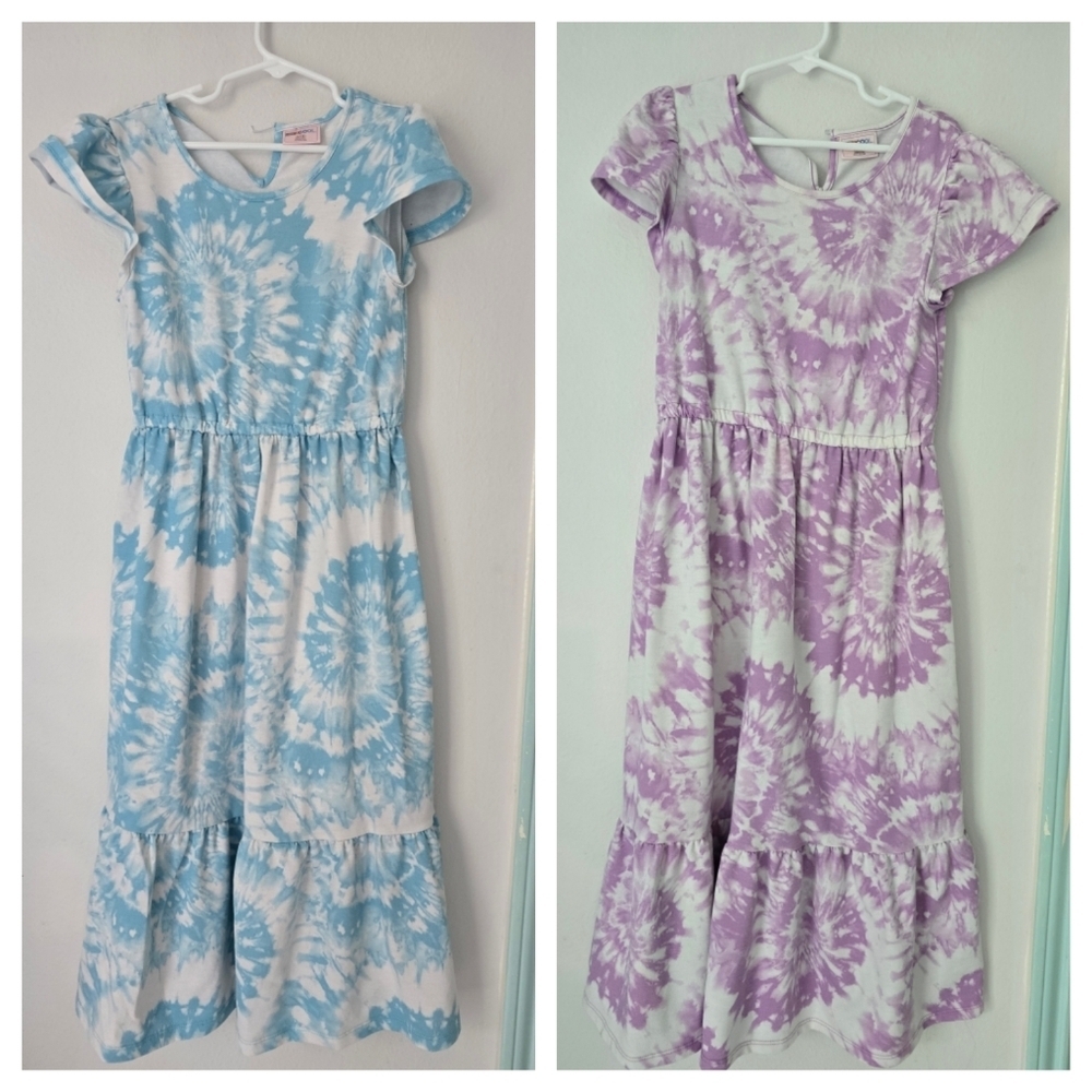 32 Cool Kids Tie-Dye Dress Set - Blue and Purple size 7/8